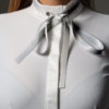 silver self-tie bowtie and white competition shirt